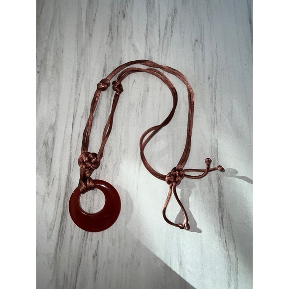 Glass Disc Pendant Necklace - Picture 2 of 4